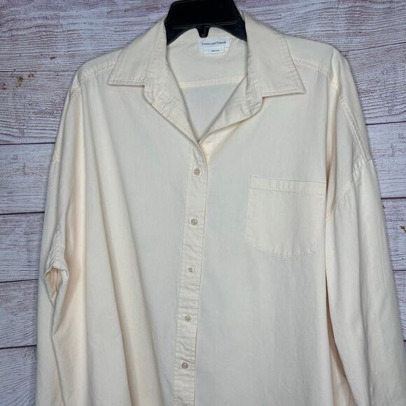 Lovers and Friends Audri Cream Boyfriend Button Down Oversized Shirt Size Large - Picture 8 of 12